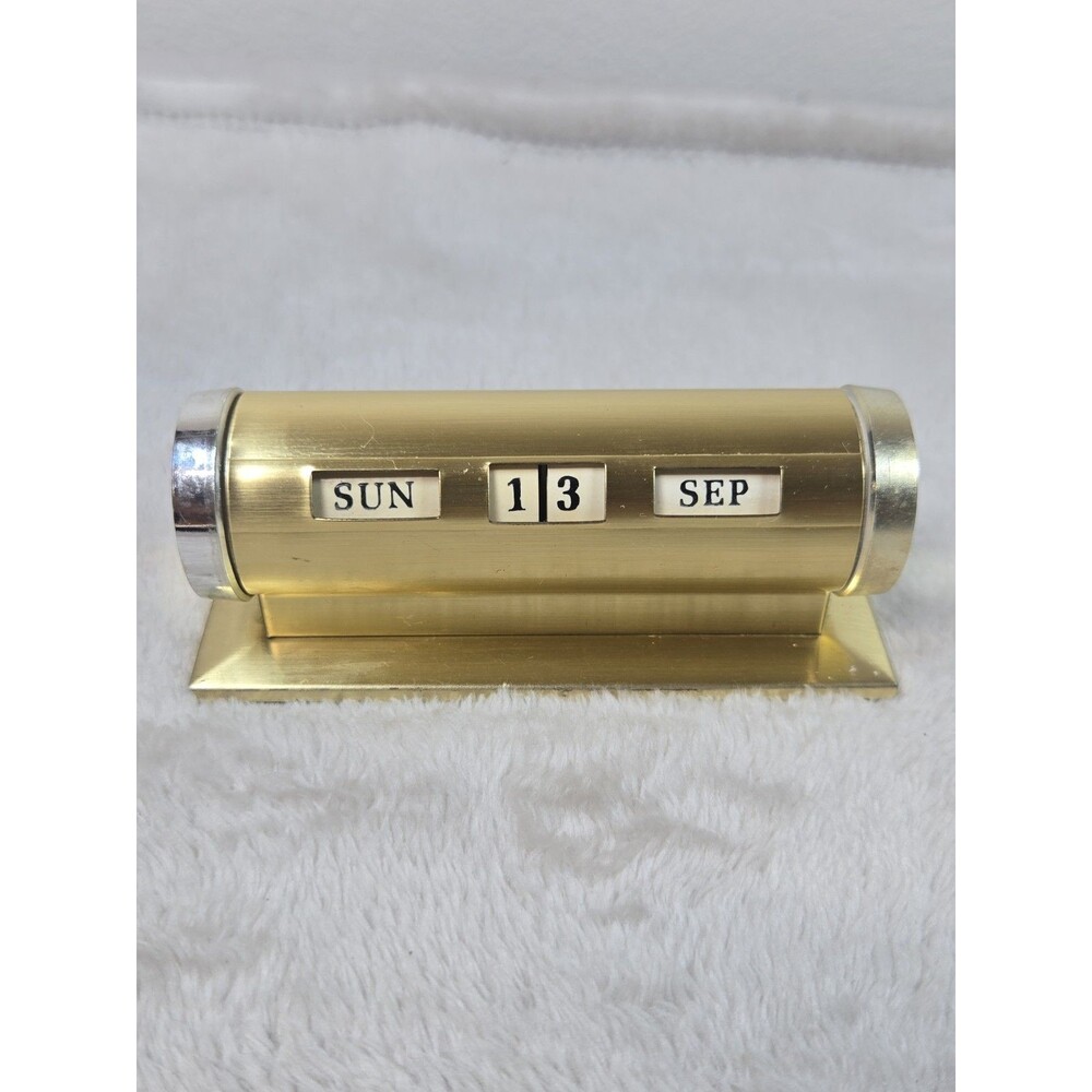 Brass Roller Desk Calendar Day Date Park Sherman Co Working NICE